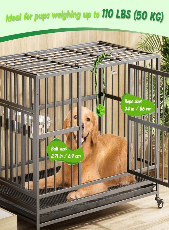 MVSSP Engaging Chew Toys for Dogs - Puppy Crate Training Aids, Puzzle Treat Dispenser with Rope Ball for Reducing Stress and Anxiety, Compatible with Peanut Butter Treats (Green) - Image 2